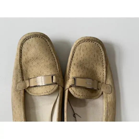 Prada Buckle Leather Loafers Womens Size 39 (US 9) Tan Beige Vintage - Picture 8 of 12